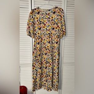 Old Navy Colorful Floral Dress with Puff-Sleeves, Size L